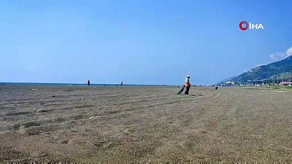 Petrol atıkları kumsalda yoğunluk oluşturdu