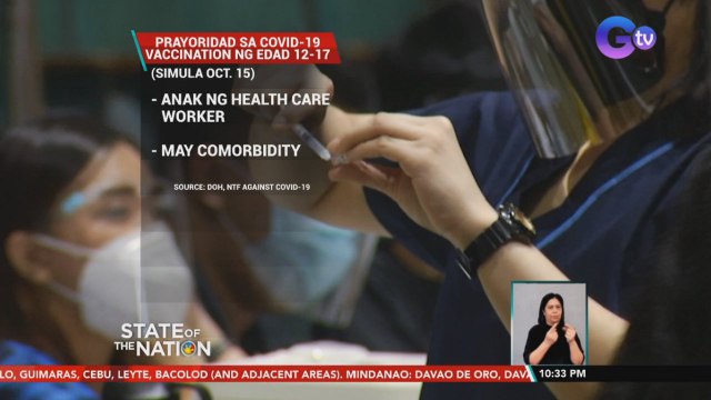 Mga anak ng health worker pati mga may comorbidity, uunahin sa COVID vaccination ng mga edad 12-17 | SONA
