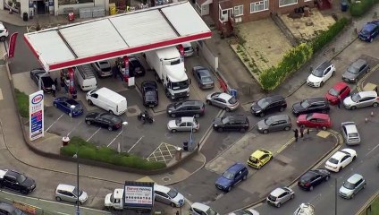 Huge backlog of cars queue for petrol in London