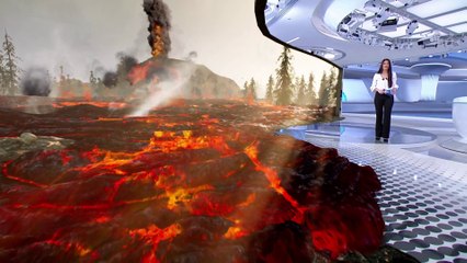 بركان النخلة الإسبانية "لا بالما" يثور قبالة نخلة دبي.. افتراضيا