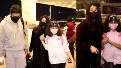 Aishwarya Rai Bachchan बेटी Aaradhya का हाथ पकड़े airport पर हुई spot, Watch video | FilmiBeat
