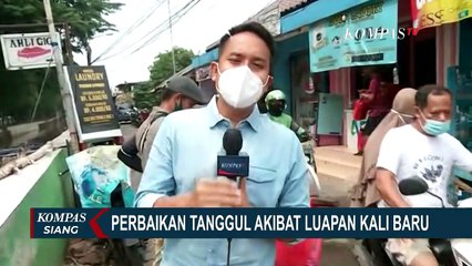 Cegah Banjir, Pasukan Biru Terjun Perbaiki Tanggul Kali Baru yang Retak dan Patah