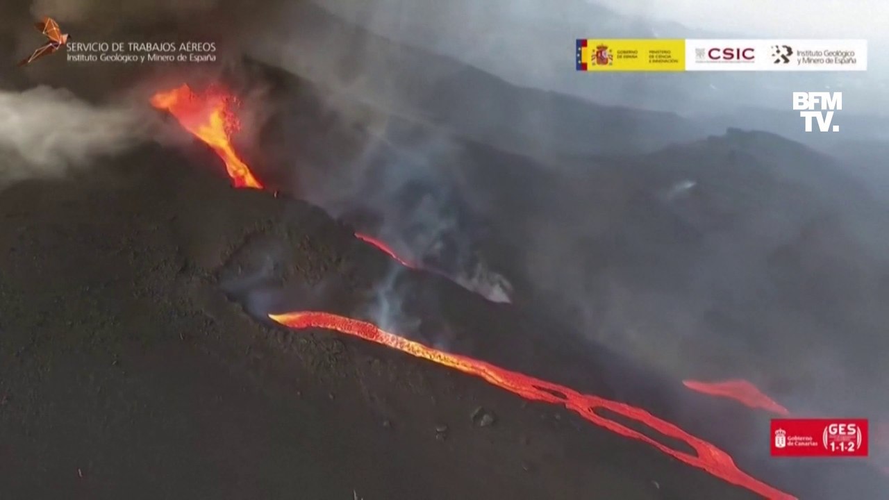 Éruption volcanique aux Canaries: les images aériennes des cratères et des coulées de lave