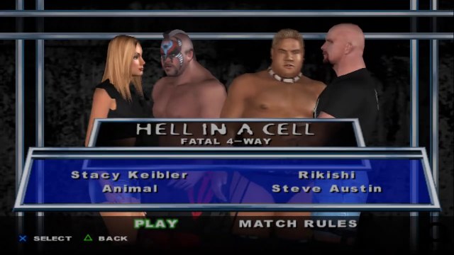 Here Comes the Pain Stacy Keibler(ovr 100) vs Animal vs Rikishi vs Steve Austin