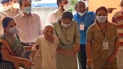 Gujarat Municipal Election: PM's mother arrives to cast vote