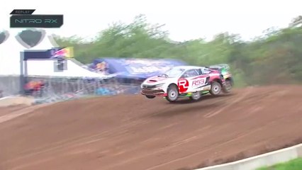 Nitro Rallycross Elk River 2021 Battle Rd1 Heat 3 Eriksson Aggressive Jump Punctures Retires