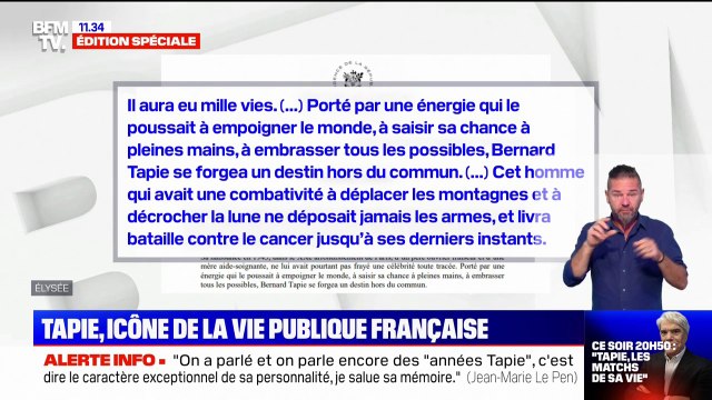 Une combativité à déplacer les montagnes et à décrocher la lune : l'hommage de l'Elysée à Bernard Tapie