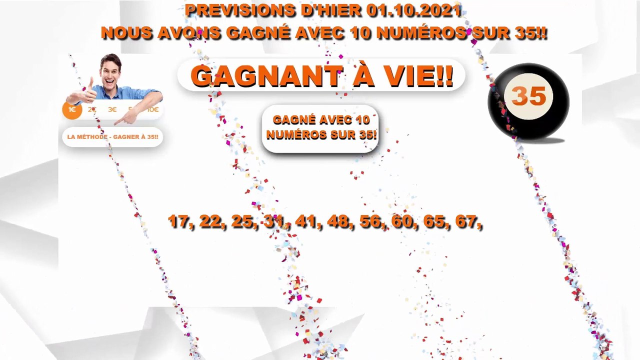 Gagner au Keno! Tirage à soir 02 10 2021 gagner de l’argent la methode garanti à 100% Gagnant a vie!