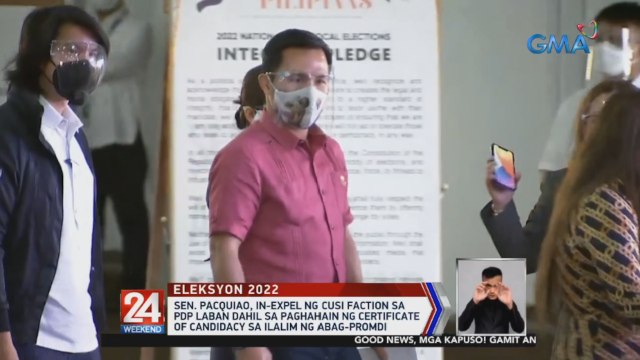 Sen. Pacquiao, in-expel ng Cusi faction sa PDP Laban dahil sa paghahain ng certificate of candidacy sa ilalim ng Abag-Promdi | 24 Oras Weekend