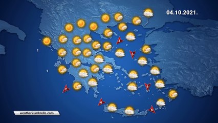 Η πρόγνωση του καιρού για την Δευτέρα 04-10-2021