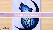 Easy and beautiful Wolf night painting tutorial with poster color Pallavi Drawing Academy