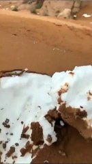 Beyaza bürünen Sahra Çölü'nden şaşırtan görüntüler