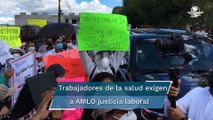 Trabajadores de Salud de Tlaxcala exigen a AMLO resolver su situación laboral