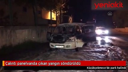 Alev alev yanan minibüsün çalıntı olduğu ortaya çıktı
