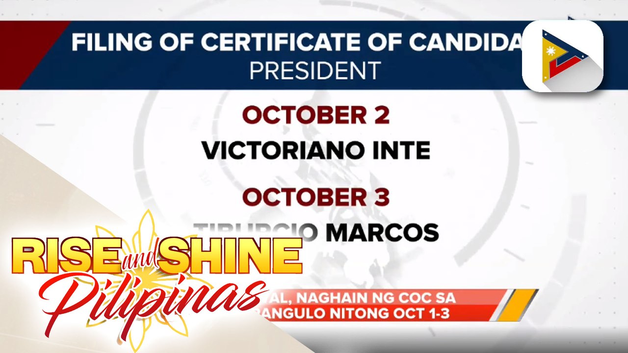8 indibidwal, naghain ng COC sa pagka-pangulo nitong Oct. 1-3