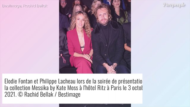 Elodie Fontan incendiaire : large décolleté et soutien-gorge apparent au bras de Philippe Lacheau