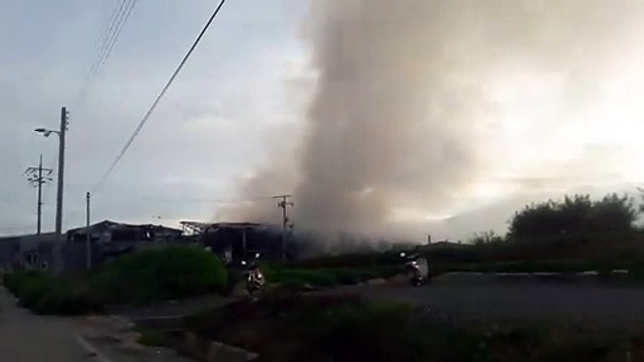 burning factory at korea