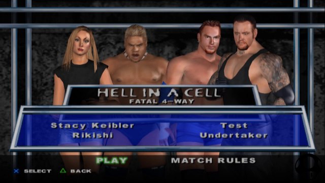 Here Comes the Pain Stacy Keibler(ovr 100) vs Rikishi vs Test vs Undertaker