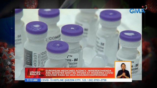 European Medicines Agency, inirekomenda ang booster shot ng Pfizer at Moderna COVID vaccine para sa mga immunocompromised | UB