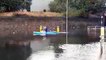 See canoeist paddling down Tyne Dock as flooding hits South Shields