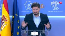 Rufián se desmarca de seguir la estela de Unidas Podemos respecto al acuerdo de Presupuestos y la ley de Vivienda