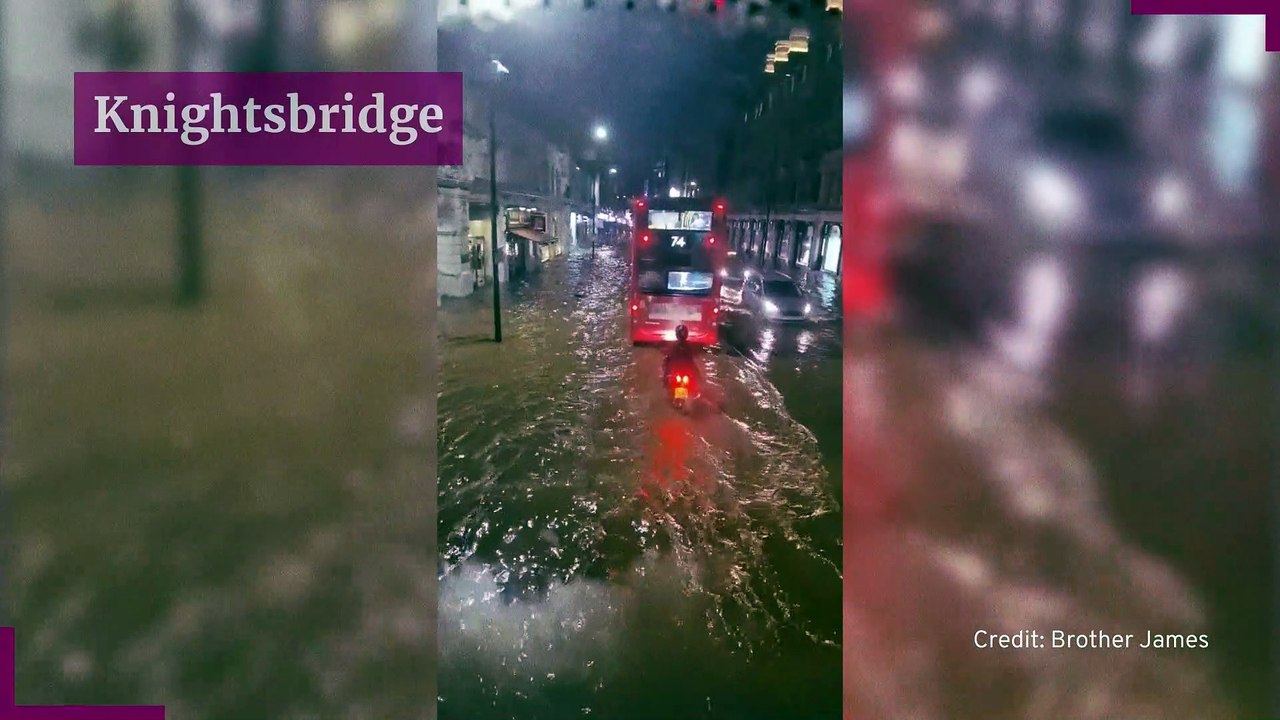 Heavy rain disrupts rail and road travel from flash floods in London