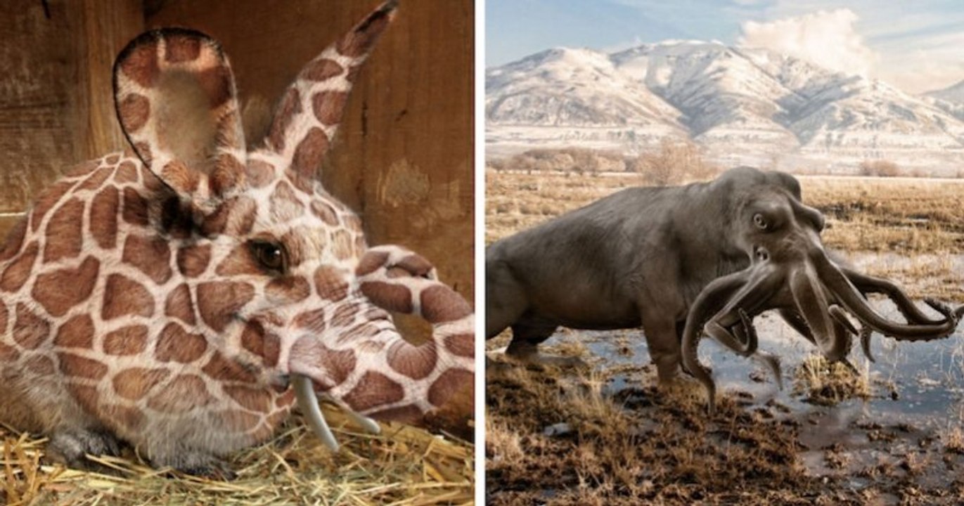 À l'aide de Photoshop, des graphistes ont créé des animaux hybrides qui semblent sortis d'un film de science-fiction