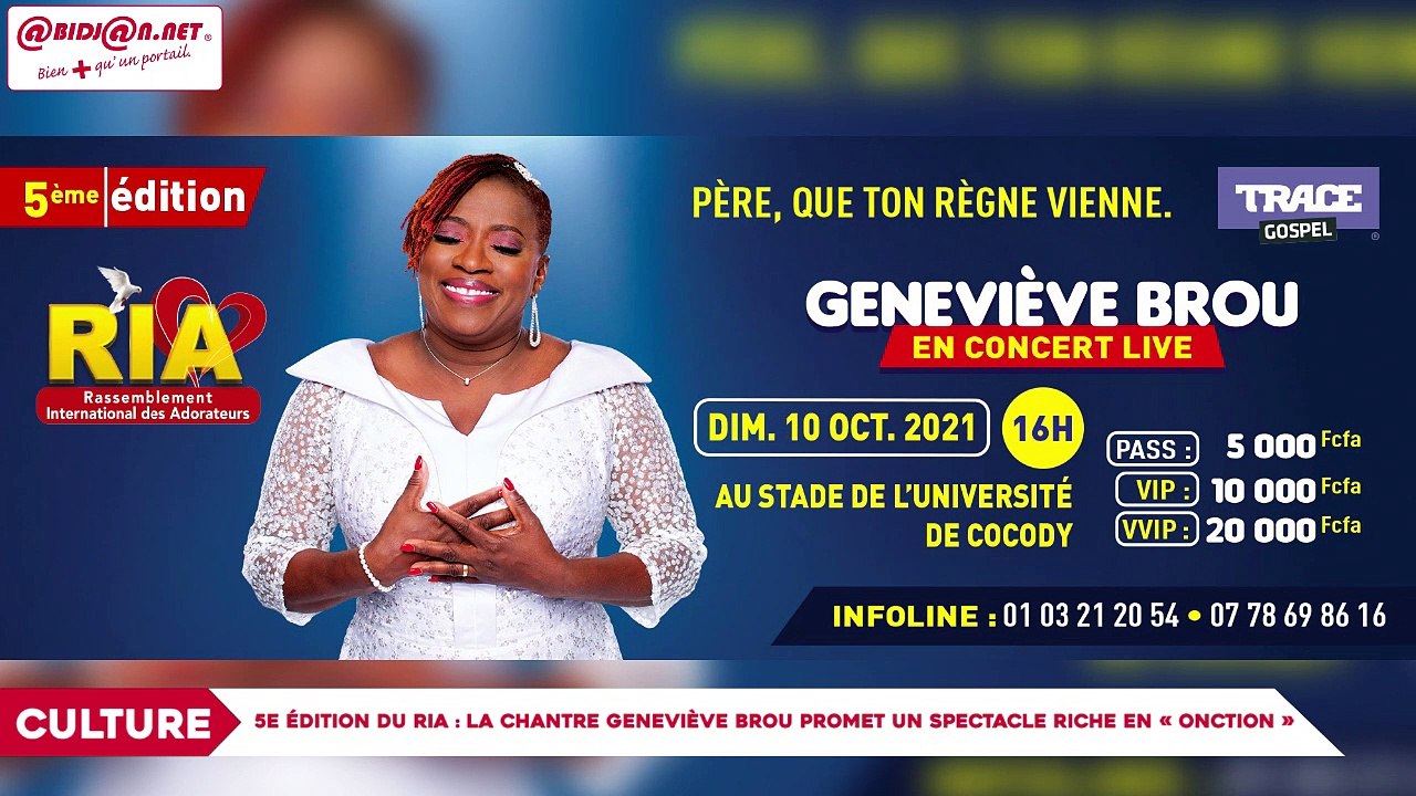 5e édition du RIA : La chantre Geneviève Brou promet un spectacle riche en « onction »