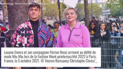 Louane lookée au bras de son homme Florian Rossi pour le défilé Miu-Miu
