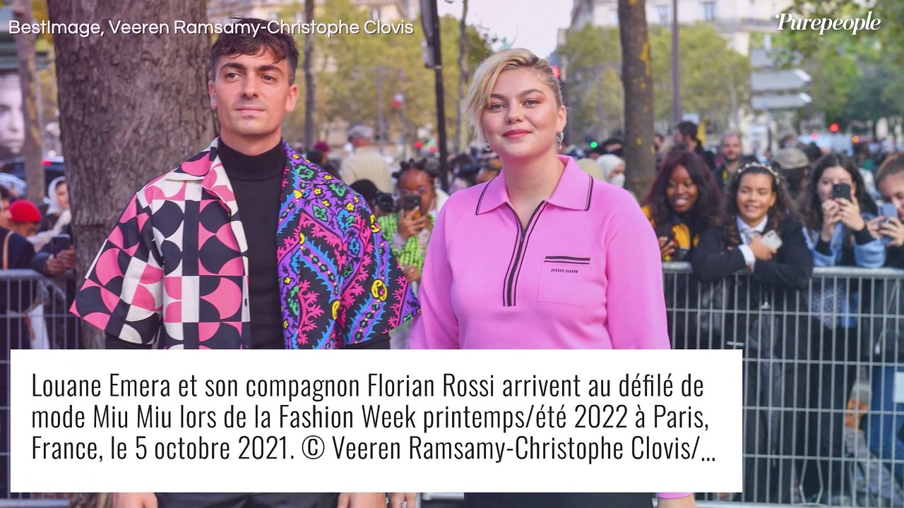 Louane lookée au bras de son homme Florian Rossi pour le défilé Miu-Miu