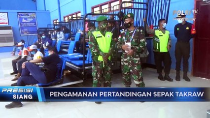 Personel TNI-Polri Lakukan Pengamanan di Pertandingan Sepak Takraw