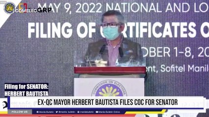 Former QC Mayor Herbert Bautista files COC for senator