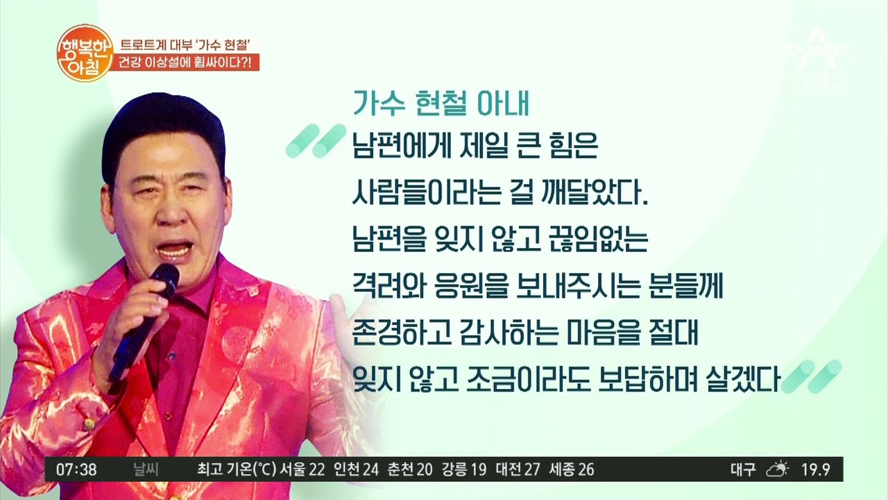 트로트 대부 '현철', 건강 이상설 사실? 루머?