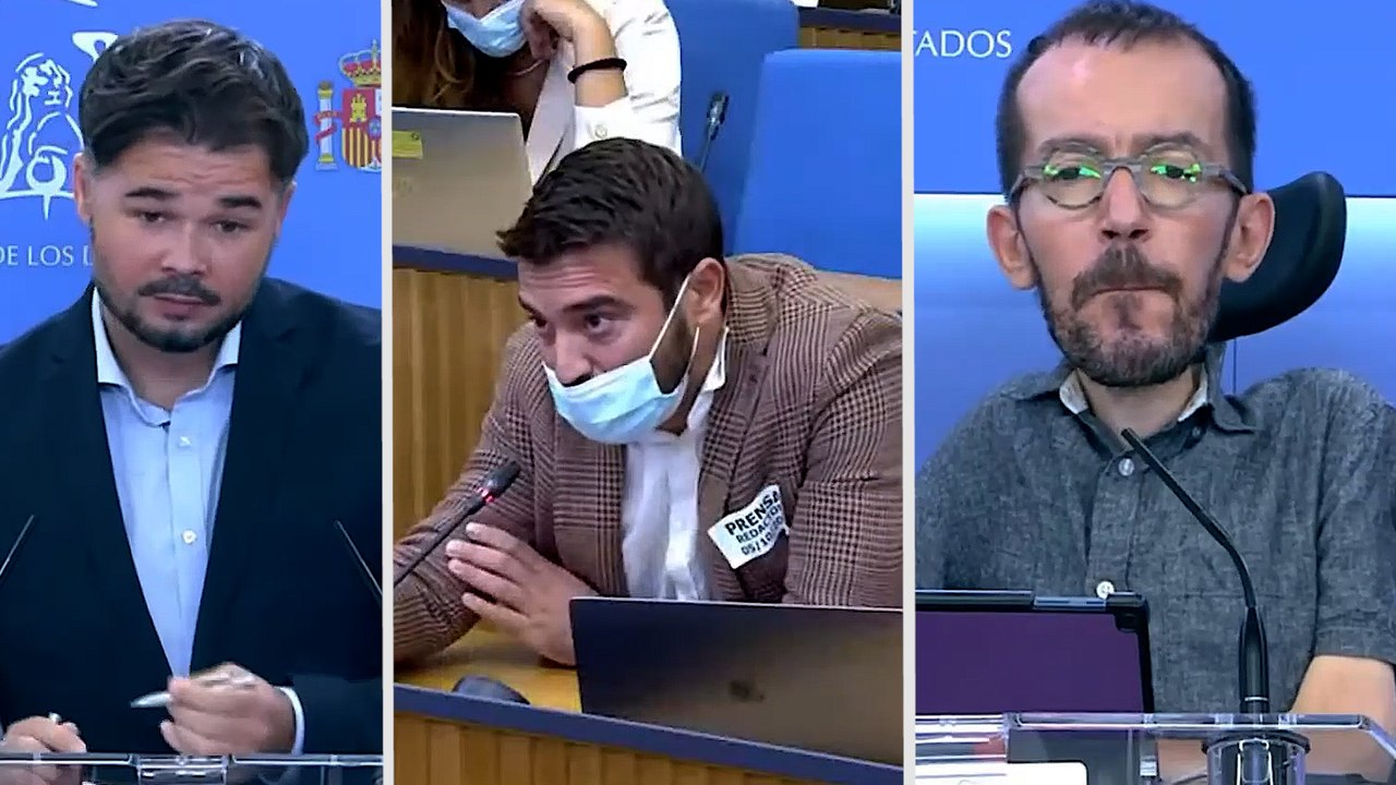 Rufián y Echenique se enfrentan con Negre en rueda de prensa, "el diputado 53 de Vox"