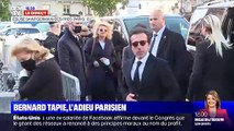 Sophie Tapie arrive à la messe hommage pour Bernard Tapie, à Paris. BFMTV.