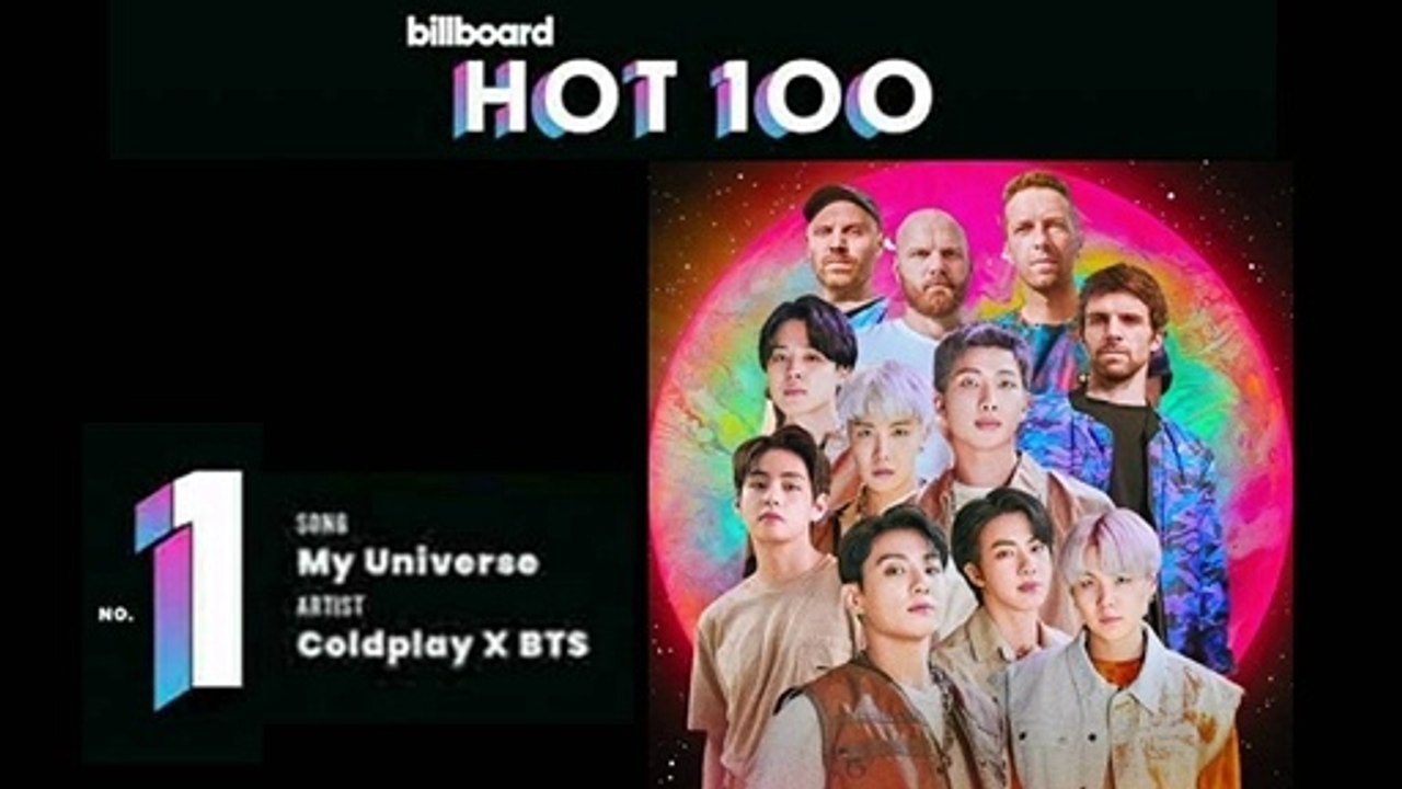 Coldplay and BTS rocket onto the Billboard Hot 100 songs chart at No. 1 with their collaborative new single "My Universe"