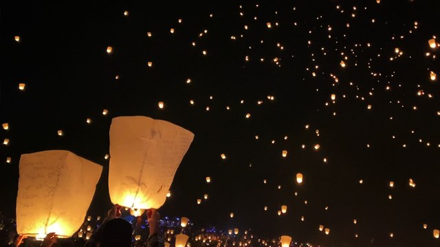 'People release hundreds of lanterns into the sky while attending 'The Lights' Festival'