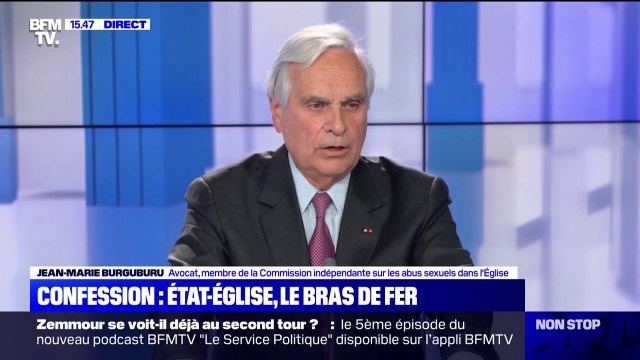 Me Burguburu, membre de la Commission indépendante des abus sexuels dans l'église: le secret de la confession connait quelques entorses (...) en cas de maltraitances envers les enfants notamment