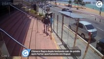 Câmera flagra dupla tentando sair de prédio após furtar apartamento em Itapuã