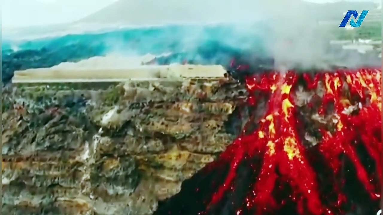 La Palma volcano: Drone video shows "lava lakes" flowing as earthquakes rattle island
