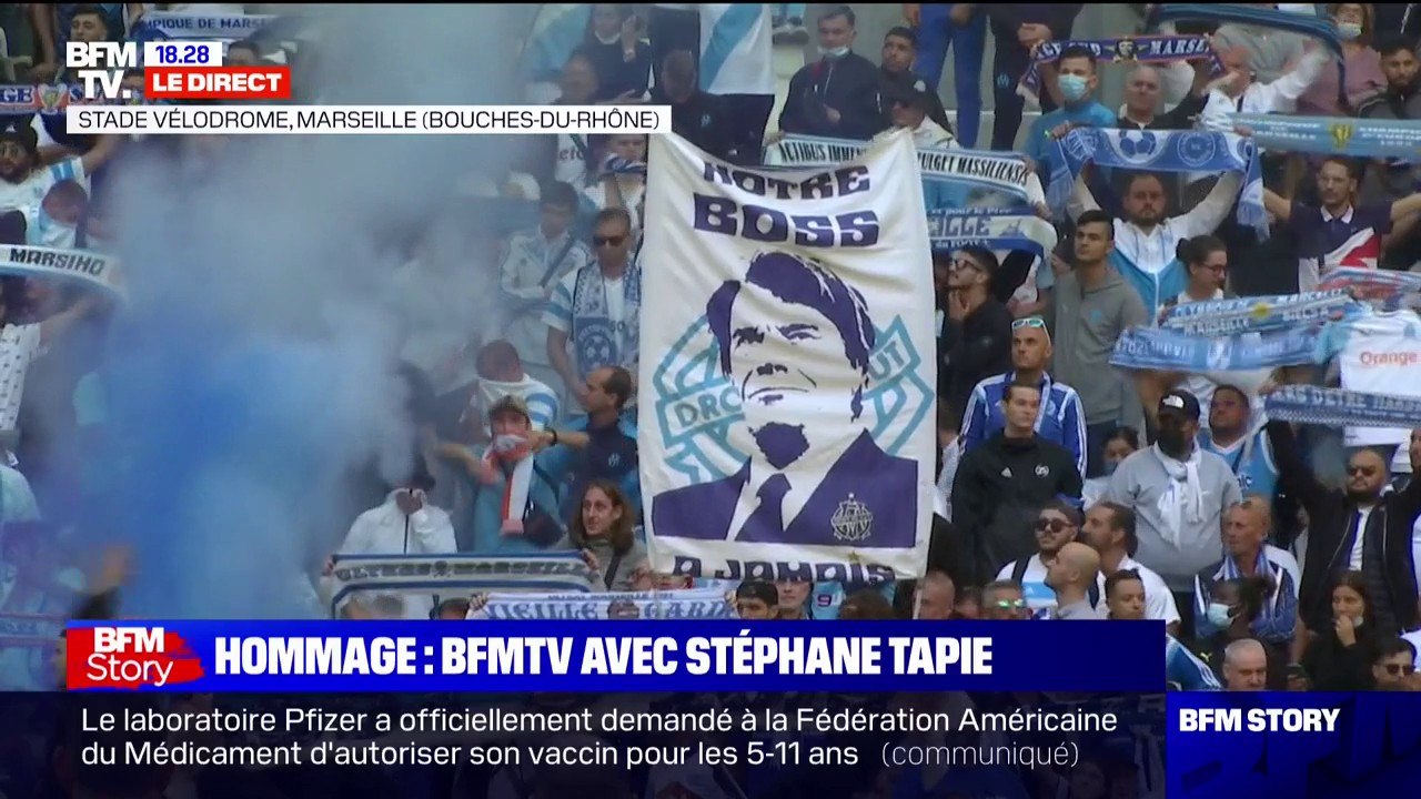 Hommage à Bernard Tapie: "We are the champions" résonne dans le stade Vélodrome