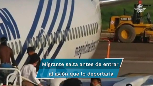 Migrante salta de escaleras al abordar avión en México y evitar ser deportado a Haití
