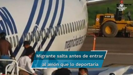 Migrante salta de escaleras al abordar avión en México y evitar ser deportado a Haití