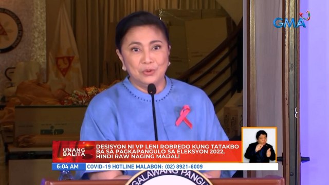 Desisyon ni VP Leni Robredo kung tatakbo ba sa pagkapangulo sa Eleksyon 2022, hindi raw naging madali | UB
