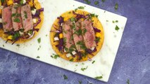 Air Fryer Tuna Steak Tostadas with Jicama Slaw