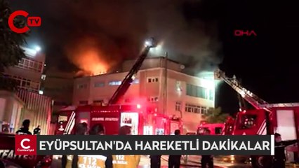 Eyüpsultan'da 4 katlı binanın çatı katında yangın
