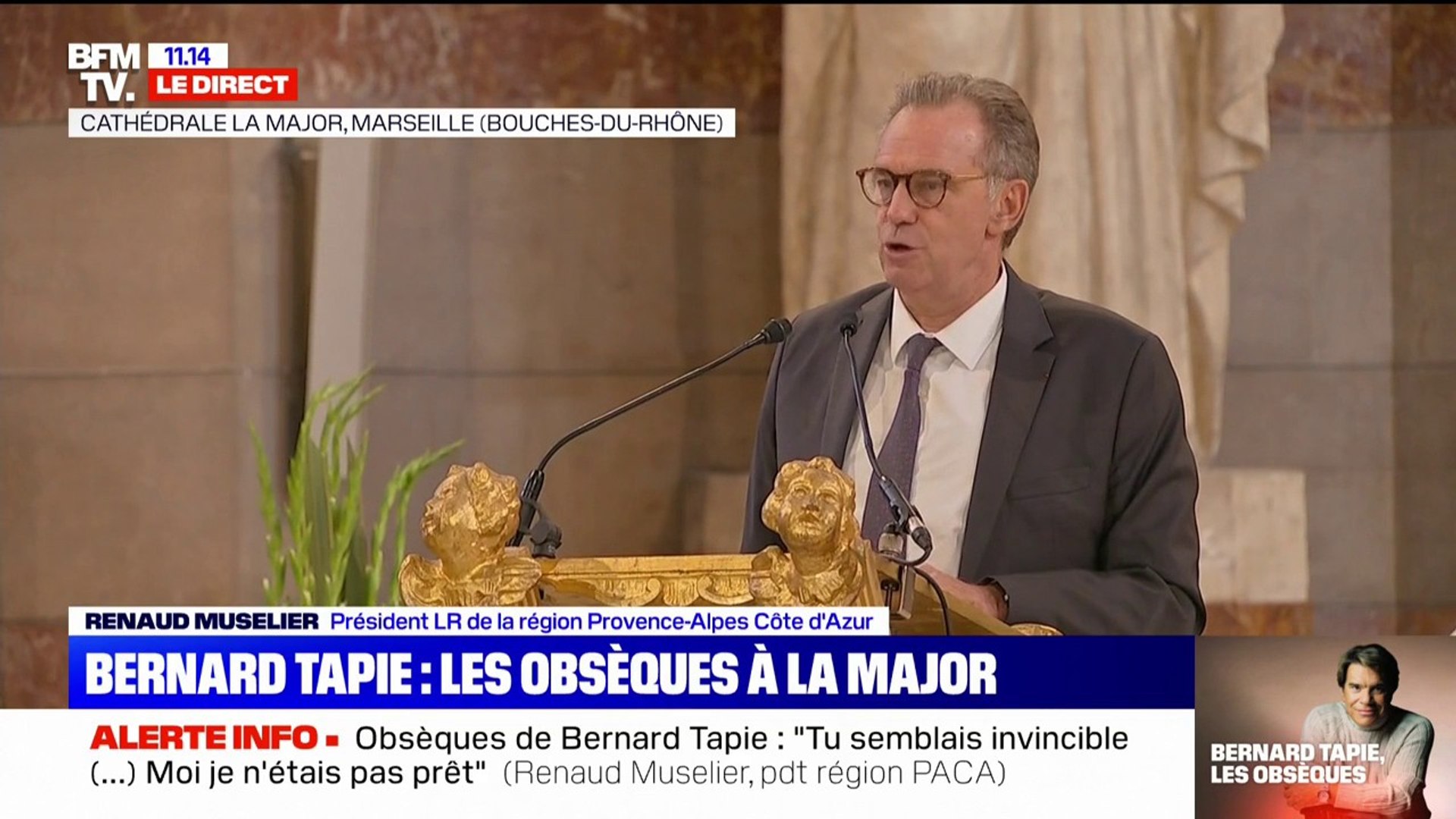 Renaud Muselier (LR) rend hommage à Bernard Tapie: "Aujourd'hui, tu entres  dans le Panthéon du coeur des Marseillais" - Vidéo Dailymotion