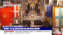 Jean-Louis Borloo submergé par l'émotion en la cathédrale La Major à Marseille, après son discours lors des obsèques de Bernard Tapie.