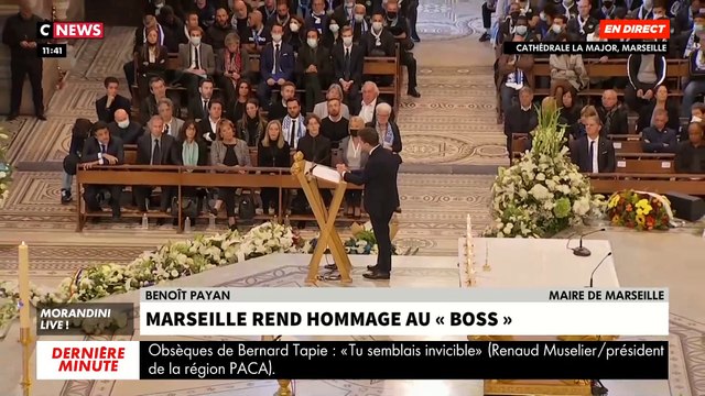 Obsèques de Bernard Tapie - Le maire de Marseille Benoît Payan lui rend hommage à la cathédrale La Major: « Bernard Tapie sera à jamais Marseillais » - VIDEO