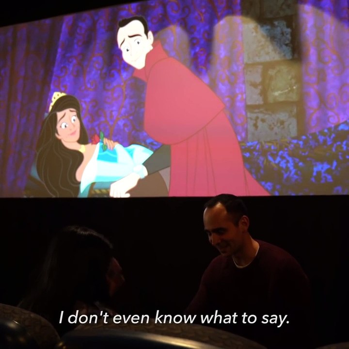 Demande en mariage durant le dessin animé La belle au bois dormant